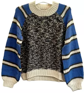 Suéter Tejido Grueso Niñas M 8/10 Azul Bliss Multi Rayas ✨NUEVO✨ Treasure & Bond - Imagen 1 de 5