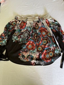 New York & Co Women’s Multi Color Off Shoulder Top XL Boho Artsy Floral - Picture 1 of 7