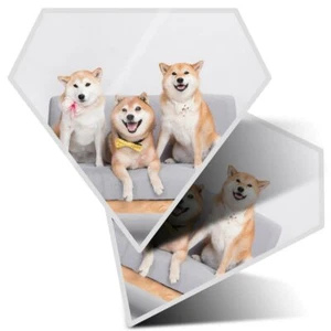 2 x Diamond Stickers 10 cm - Shiba Inu Dog Family at Home #24490 - Photo 1/9