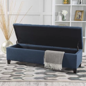 51"x17.5" Rectangular Large Storage Ottoman Bench Coffee Table W/ Storage Navy - Picture 1 of 4