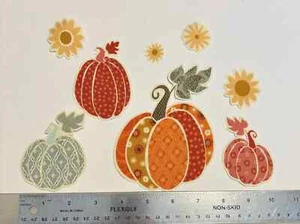 8 Thanksgiving Kürbisse und Blumen vorgeschnittenes Aufbügeln auf Stoff Applikationen - Bild 1 von 1