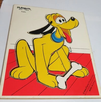 Vintage Disney Pluto 7 Piece Wood Frame Tray Puzzle Playskool Made in USA 190-04 - Image 1 of 4