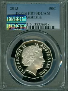 2013 AUSTRALIA 50 CENTS PCGS PR70 UHCam MAC FINEST MAC SPOTLESS * - Picture 1 of 2