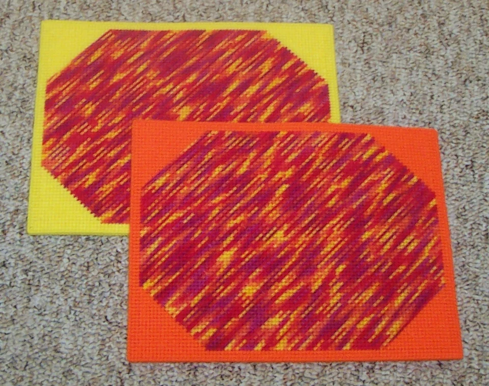 NEW Handmade 4Pc 10x13 Canvas Yarn Table Mat Placemat Set Orange and Yellow - Image 1 of 1