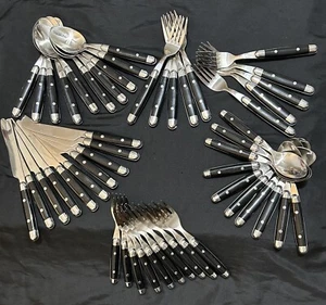 46-teiliges Set Hampton Forge Astoria schwarz silber Karneval Retro Bistro Serviert 9 - Bild 1 von 22