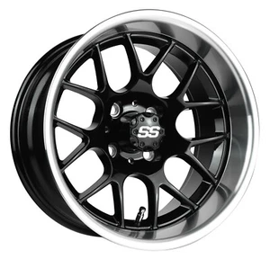 (4) 14" Black w/Machine Lip Golf Cart Wheels 14x7 4x101.6 EZGO Yamaha Club Car - Picture 1 of 3