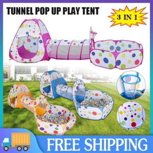 Portable 3 in 1 Childrens Kids Baby Play Tent Tunnel Ball Pit Playhouse Pop Up - Picture 1 of 15