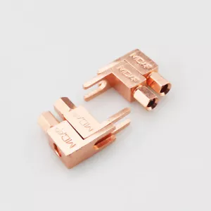 4x Cavo Altoparlante HIFI Audio Rosso Rame Angolo Retto Banana a Vanga Adattatore Spina - Foto 1 di 12