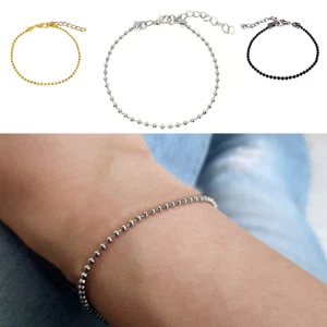 Bracciale con Catena a Sfera palline Argento Oro Nero braccialetto da Uomo Donna - Foto 1 di 9
