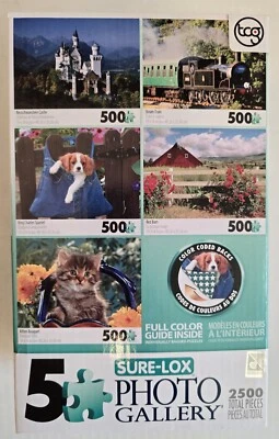 5 Sure Lox Photo Gallery 2500 Total Piece Jigsaw Puzzles with color coded backs - Image 1 of 4