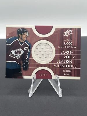 2001-02 Upper Deck SP X Game Used Season Milestones Joe Sakic Jersey /99 - Image 1 of 3