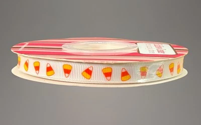 Hairbow Center Candy Corn Grosgrain Ribbon Halloween Cute 3/8" X  25 Yards - Image 1 of 4