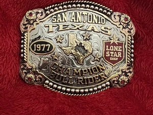 Rodeo☆1977☆Lone Star Bull Rider Champion Trophy Buckle☆San Antonio Tex☆Rare☆X28 - Picture 1 of 14