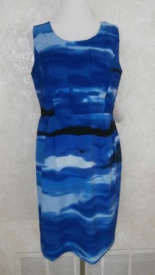 Emma & Michele Sheath Dress Size 10 Blue Sleeveless Lined Pintucked New Tag NWT - Image 1 of 4