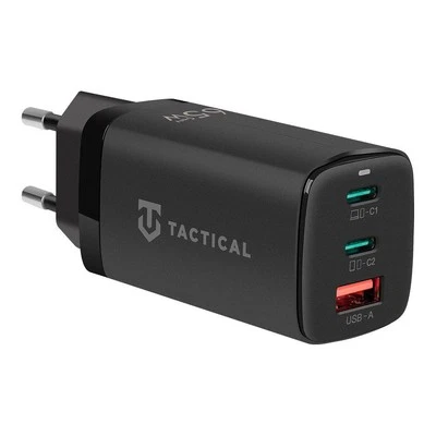 Tactical Caricabatterie Gan Usb+usb-c 65w Black Per Oneplus Nord N100 Oppo A32 - Immagine 1 di 4