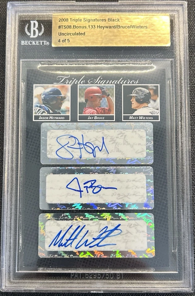 Triple autógrafo Just Minors 2008 Jason Hayward, Jay Bruce, Matt Wieters/5 Foto 1 de 2