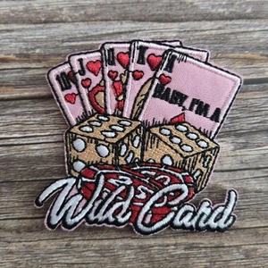 Baby Im A Wild Card Gambling Dice Rockabilly Punk Iron On Patch - Picture 1 of 2