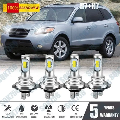 PARA Hyundai Santa Fe 2007-2008 - Faro delantero LED 4x bombillas luz alta baja Foto 1 de 4