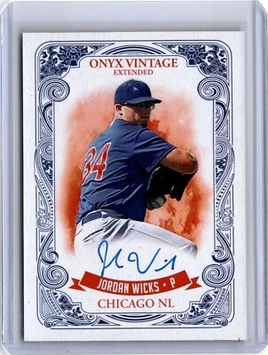 2021 Onyx Vintage Extended Blue Ink Jordan Wicks Auto (B33) A35 Cubs - Image 1 of 2