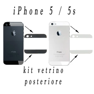 KIT VETRO VETRINO SCOCCA POSTERIORE BACK COVER PER IPHONE 5 5S BIANCO NERO - Imagen 1 de 4