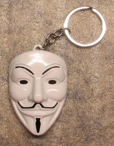 ANONYMOUS Guy MASK V for Vendetta White Color Metal KEY CHAIN Ring Keychain NEW - Picture 1 of 3