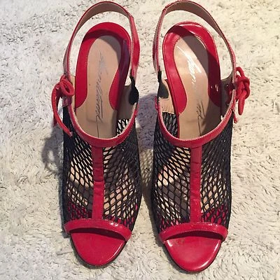 复古 BRIAN ATWOOD Canvas MESH SLINGBACK 红色专利鞋 36 — 第 1/4 张图片