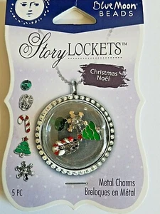 Dijes de metal con cuentas de luna azules - NAVIDAD - 5 piezas - Imagen 1 de 2