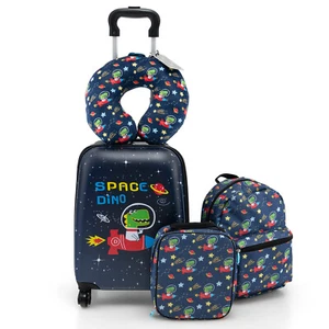 Kids 5 PCS Luggage Set w/ Backpack Neck Pillow Luggage Tag Lunch Bag Wheels - Picture 1 of 8