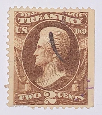 Travelstamps: US Stamps Scott#  O73 Treasury Jackson 1873 Used NG SIGNED!! - Image 1 of 4