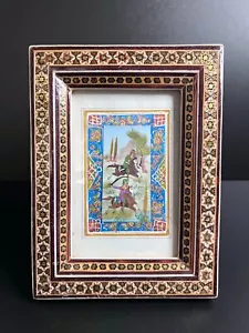 Persischer Khatam eingelegter Rahmen - Miniatur handbemalt Mikro-Mosaik-Intarsien - Bild 1 von 7