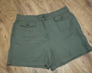 ladies size 16 olive green lightweight shorts vgc tu - Picture 1 of 6