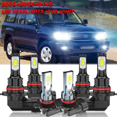 For Toyota LAND CRUISER 1998-2007 6000k LED Headlights + Fog Lights Bulbs Combo - Image 1 of 4