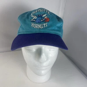 Vintage Teal Purple Charlotte Hornets NBA Snapback Hat - Picture 1 of 7