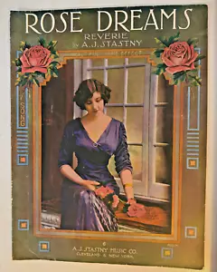 Vintage Sheet Music-1916-Rose Dreams-Starmer-Stastny-Reverie-Piano-Vocal-Large - Picture 1 of 1
