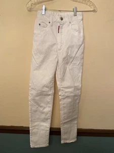 Dsquared2 Women's White Denim Skinny Jeans IT 36 High Rise Metal Logo EUC - Picture 1 of 6