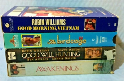 4x 🔥ROBIN WILLIAMS🔥 VHS Good Will Hunting Morning Vietnam Awakenings Birdcage - Image 1 of 4