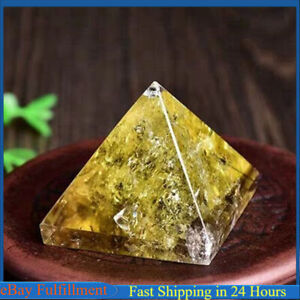 Natural Yellow Citrine Quartz Crystal Pyramid Healing Orgone Energy Stone Tower