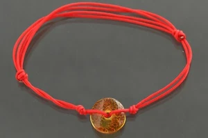Genuine BALTIC AMBER Button Unisex Red String Adjustable Bracelet 0.7g 200213-12 - Picture 1 of 2