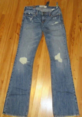 Pantalones de mezclilla Abercrombie Girls Haley 14S nuevos con etiquetas Med Light Distressed lavado Foto 1 de 3