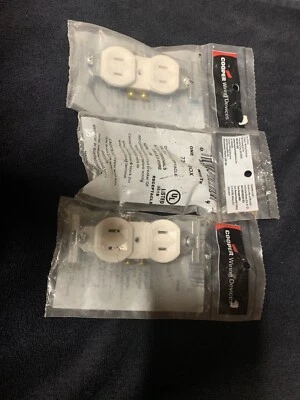 COOPER WIRING DEVICES 736W-BOX Duplex Non-Ground 2 Pole-2 Wire 15A   Qty= 3 NIB! - Image 1 of 4