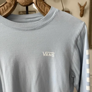 Vans Light Blue Long Sleeve Tshirt 100% Cotton Checkerboard Slim L - Picture 1 of 5