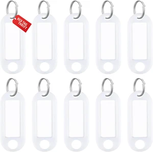 10 Pieces Key Tags 2 Inch Soft Plastic Key Chain Tags with Blank Paper Labels - Picture 1 of 13