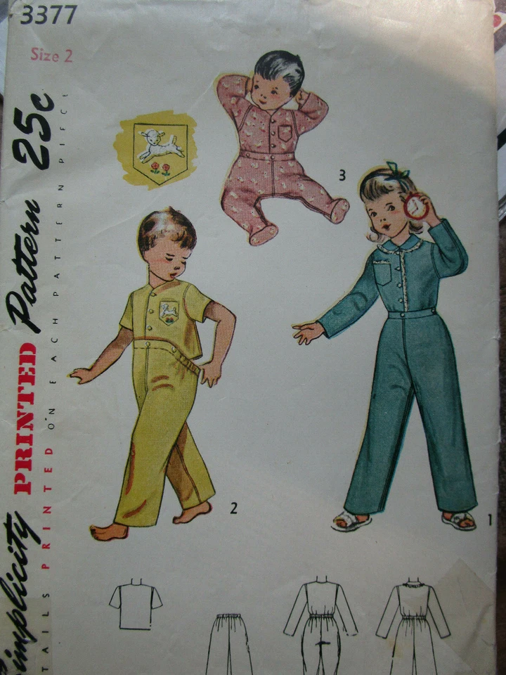 VTG 1950 Simplicity Pattern 3377 Two Piece Pajama Pattern w/transfer Sz 2 UNCUT - Image 1 of 1
