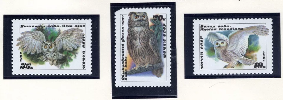 Russia Stamp Scott #5871-5873, Owls, Set of 3, MNH SCV$2.50 - Image 1 of 1