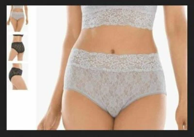 Soma Embraceable Allover 蕾丝现代内裤 XL 蛋白石灰色银色 — 第 1/2 张图片