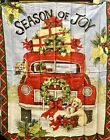 RED TRUCK REEF PUPPY DAZE HOLIDAY CHRISTMAS DIGITAL PRINT COTTON FABRIC PANEL