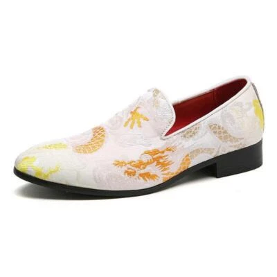 Moda Para Hombres Mocasín Chino Zapatos Dragón Bordado Informal Floral EE. UU. 8 Foto 1 de 2