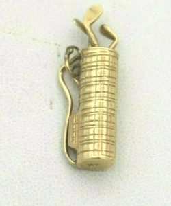 14K Golf Clubs Charm with Movable Clubs in Case (BTS468) - Picture 1 of 2