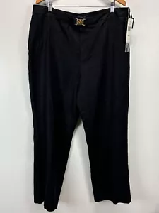 NEW! Lauren Ralph Lauren 100% Linen Dress Pants Slacks Sz 20W Plus Black Belted  - Picture 1 of 8