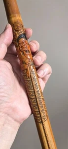 Antique Japanese carved Thunder God/Raijin bamboo walking stick - Picture 1 of 17